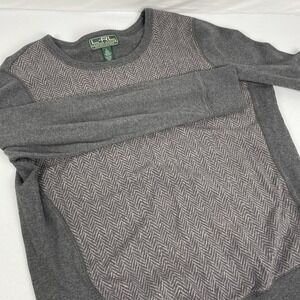 LRL Active Sweater Women's Size Extra‎ Large Gray Chevron Cotton Stretch